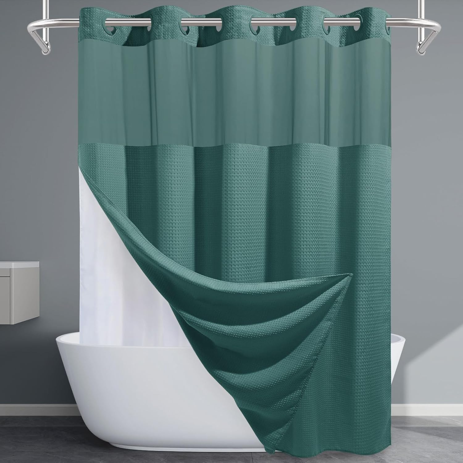 Grey Shower Curtain and Liner Set