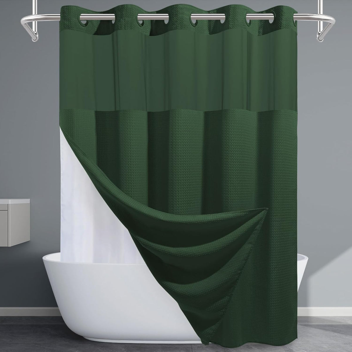 Grey Shower Curtain and Liner Set