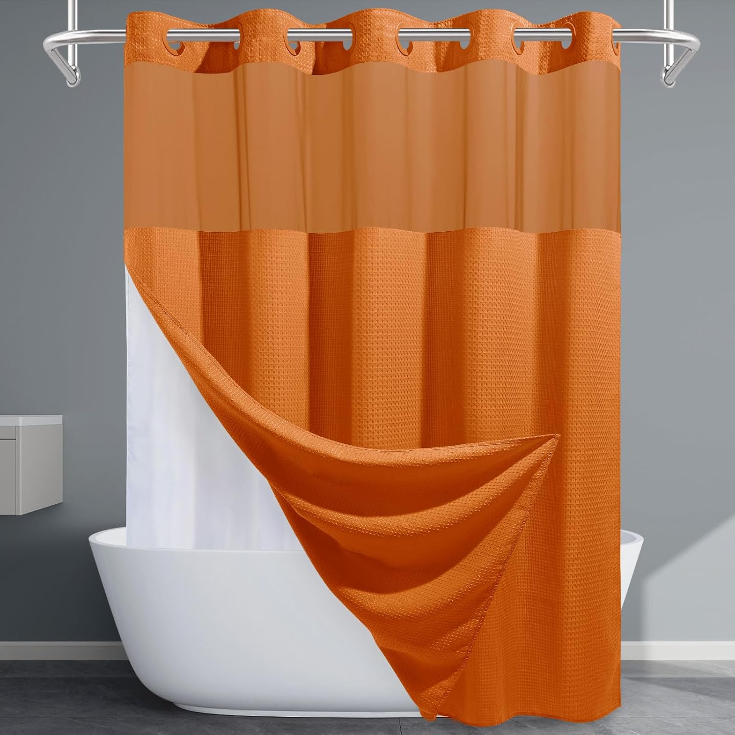 Grey Shower Curtain and Liner Set