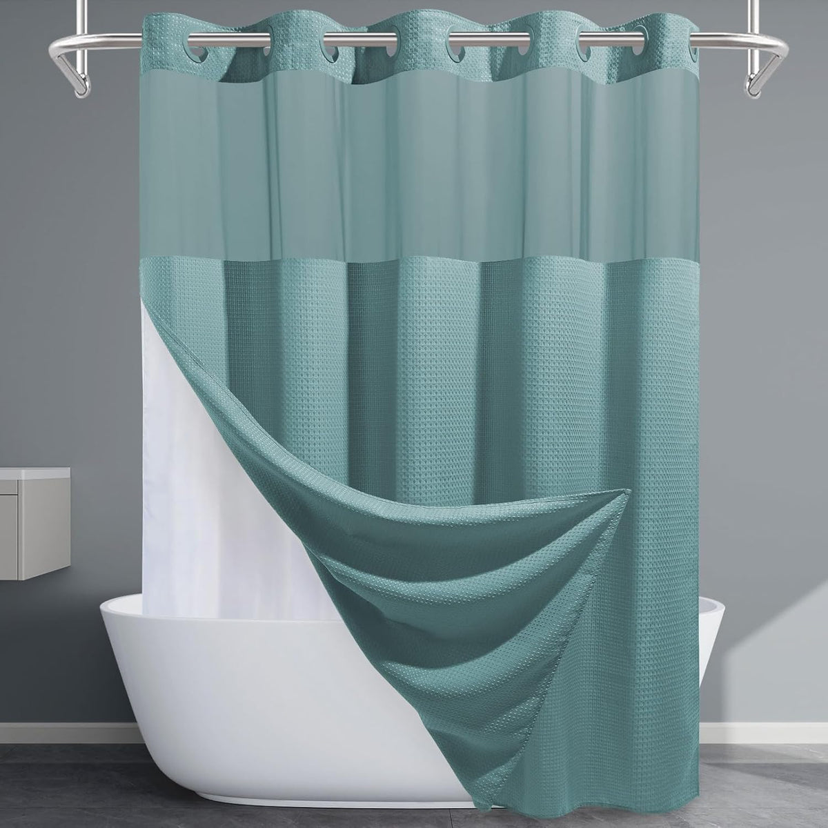 Grey Shower Curtain and Liner Set