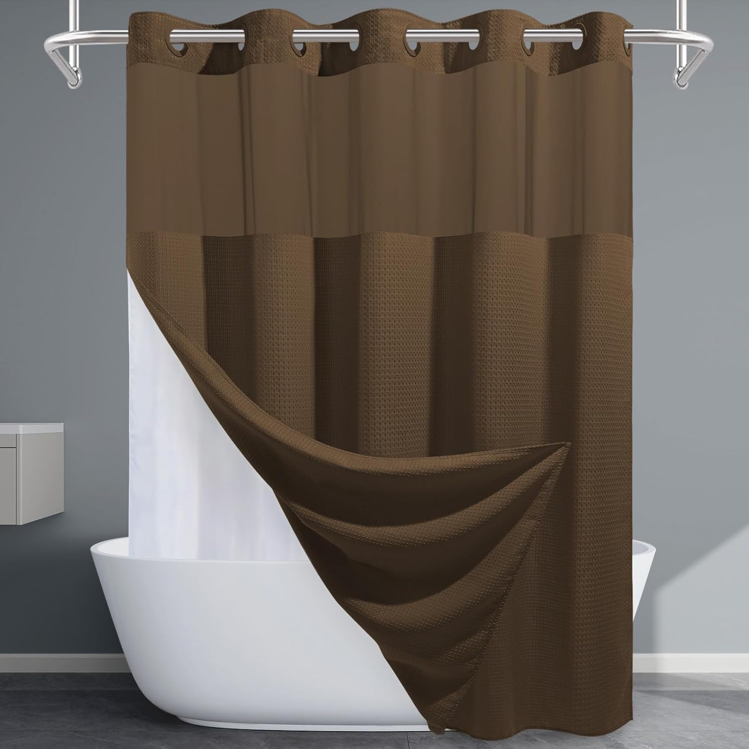 Grey Shower Curtain and Liner Set