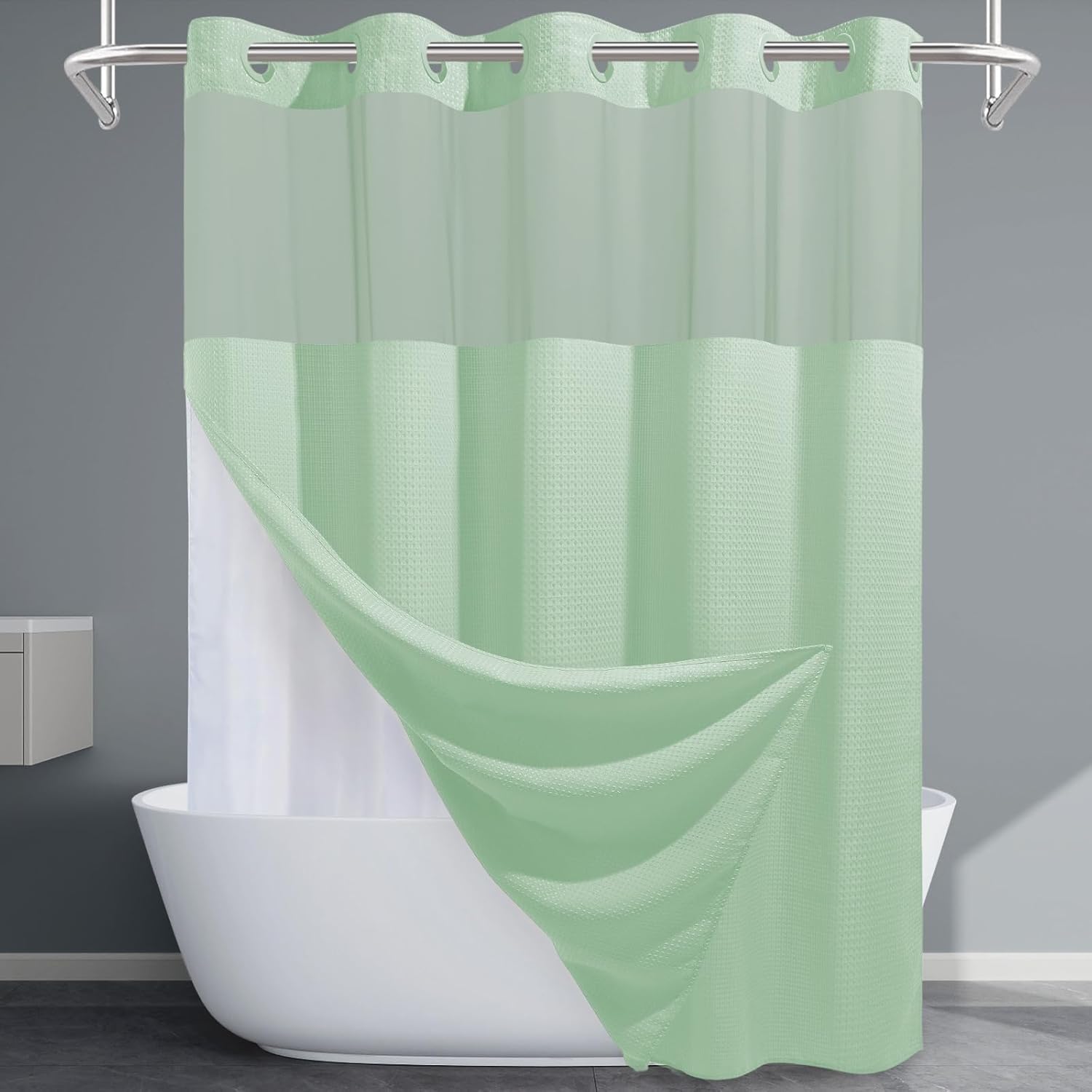 Grey Shower Curtain and Liner Set