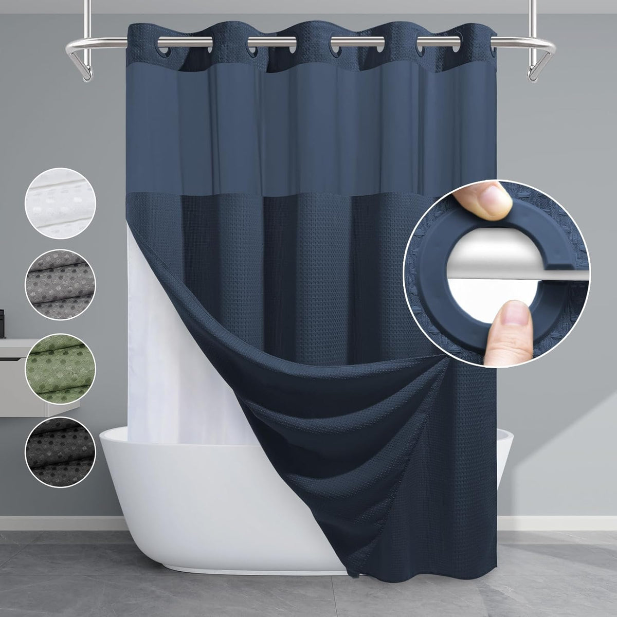 Grey Shower Curtain and Liner Set