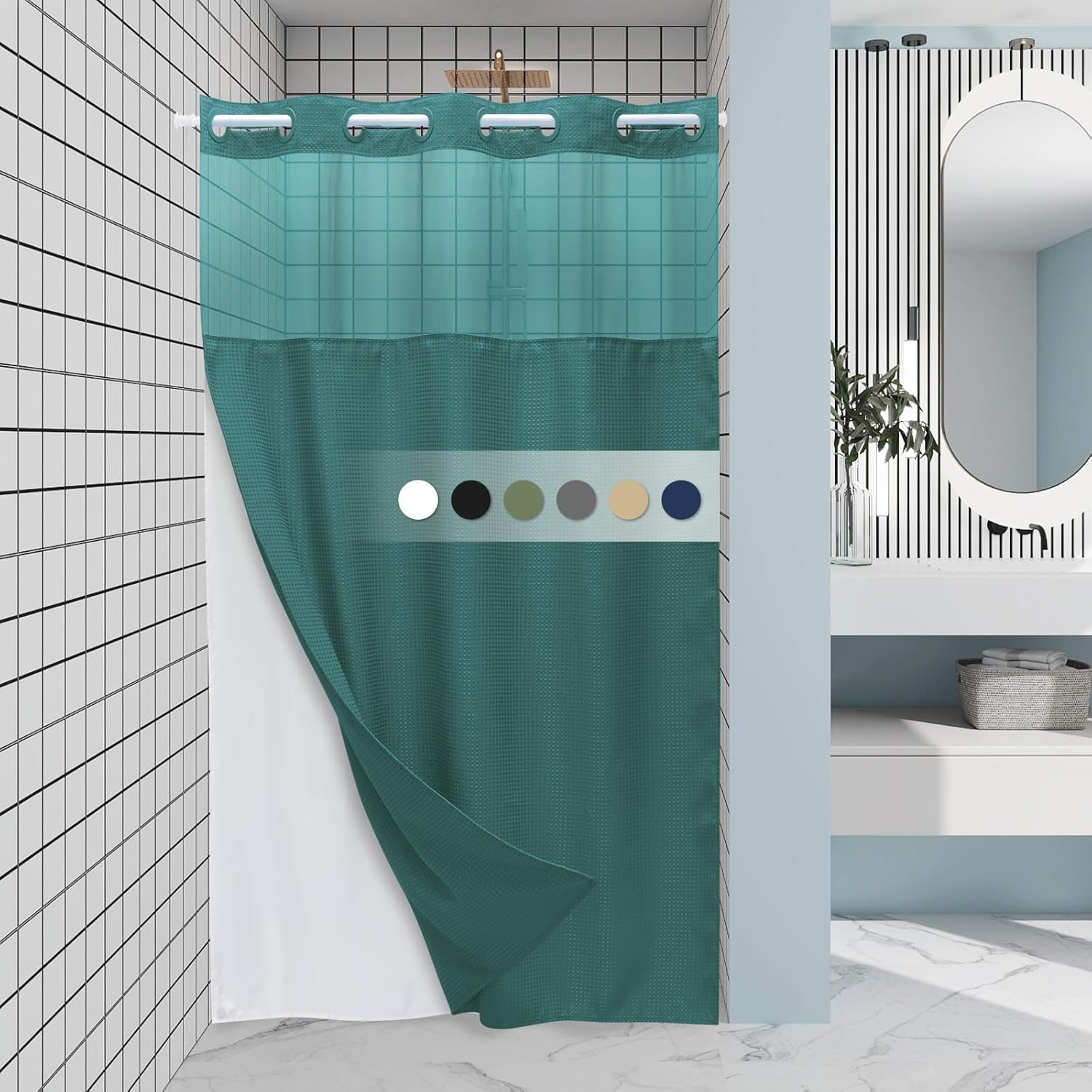 Grey Shower Curtain and Liner Set