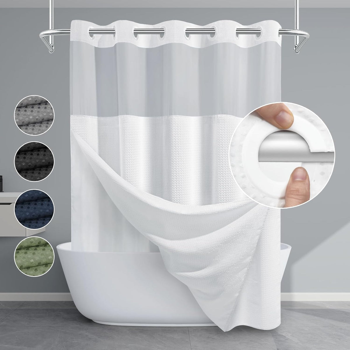 Grey Shower Curtain and Liner Set