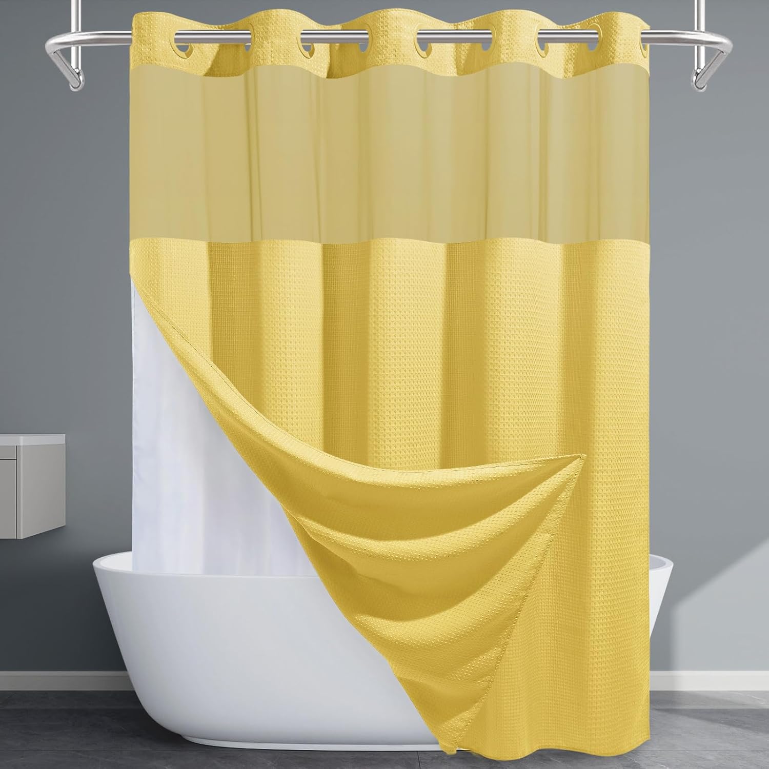 Grey Shower Curtain and Liner Set