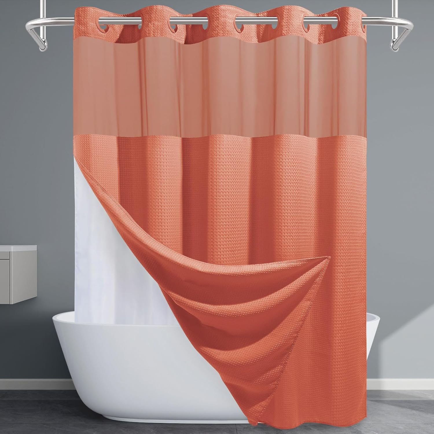 Grey Shower Curtain and Liner Set