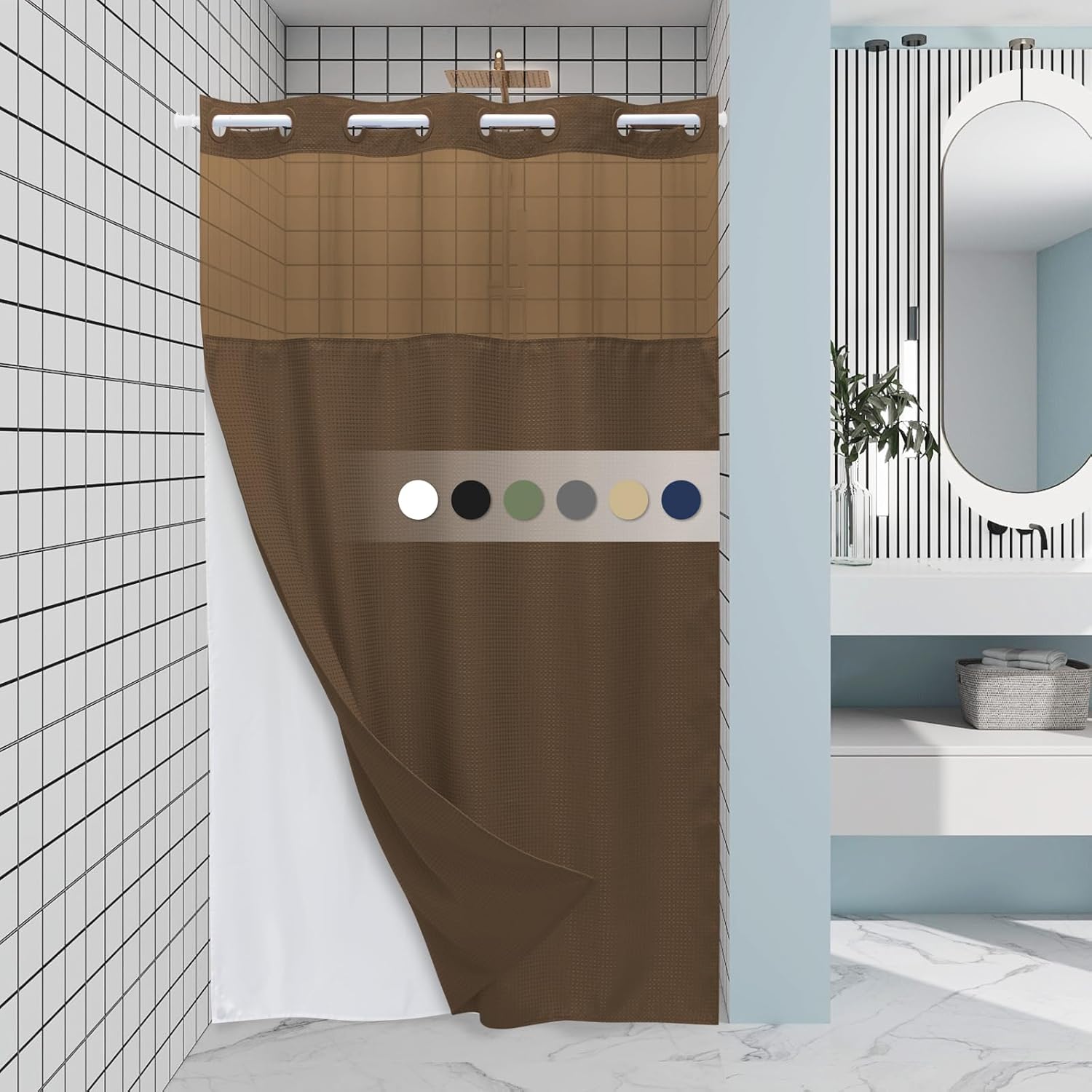 Grey Shower Curtain and Liner Set