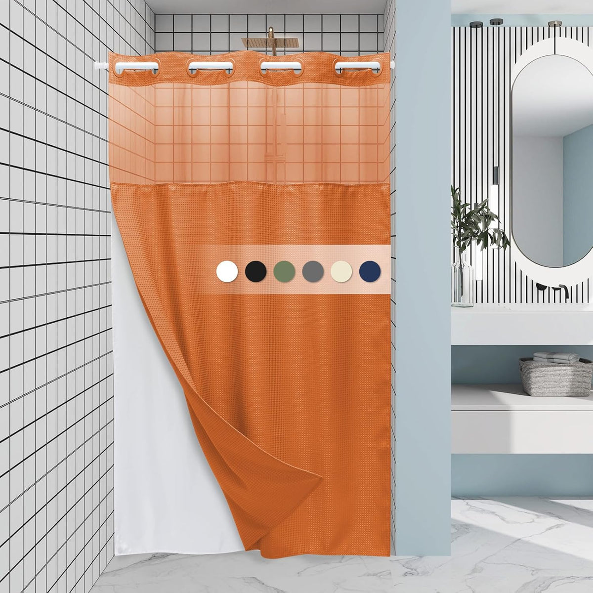 Grey Shower Curtain and Liner Set