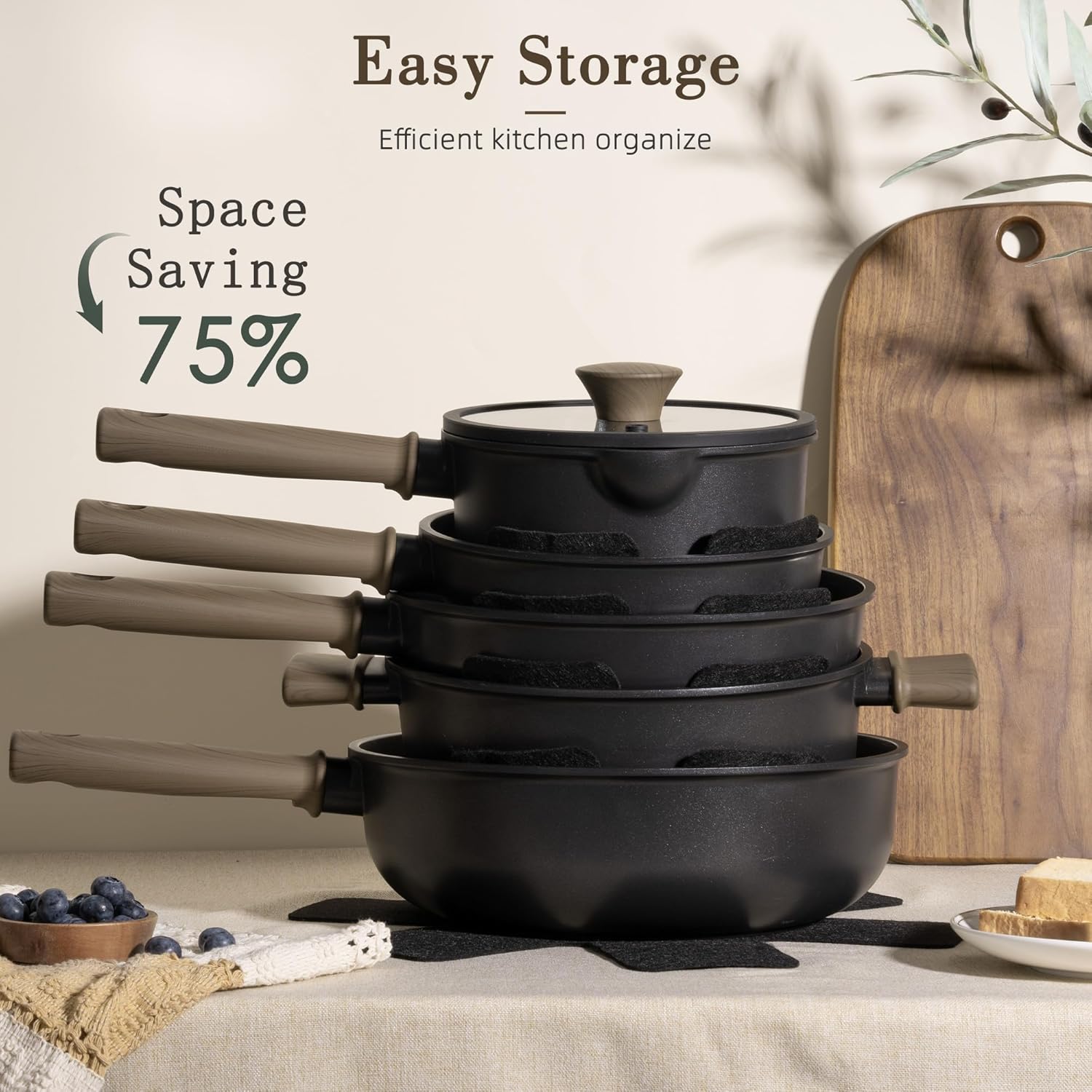 19 Pcs Pots and Pans Set Non Stick