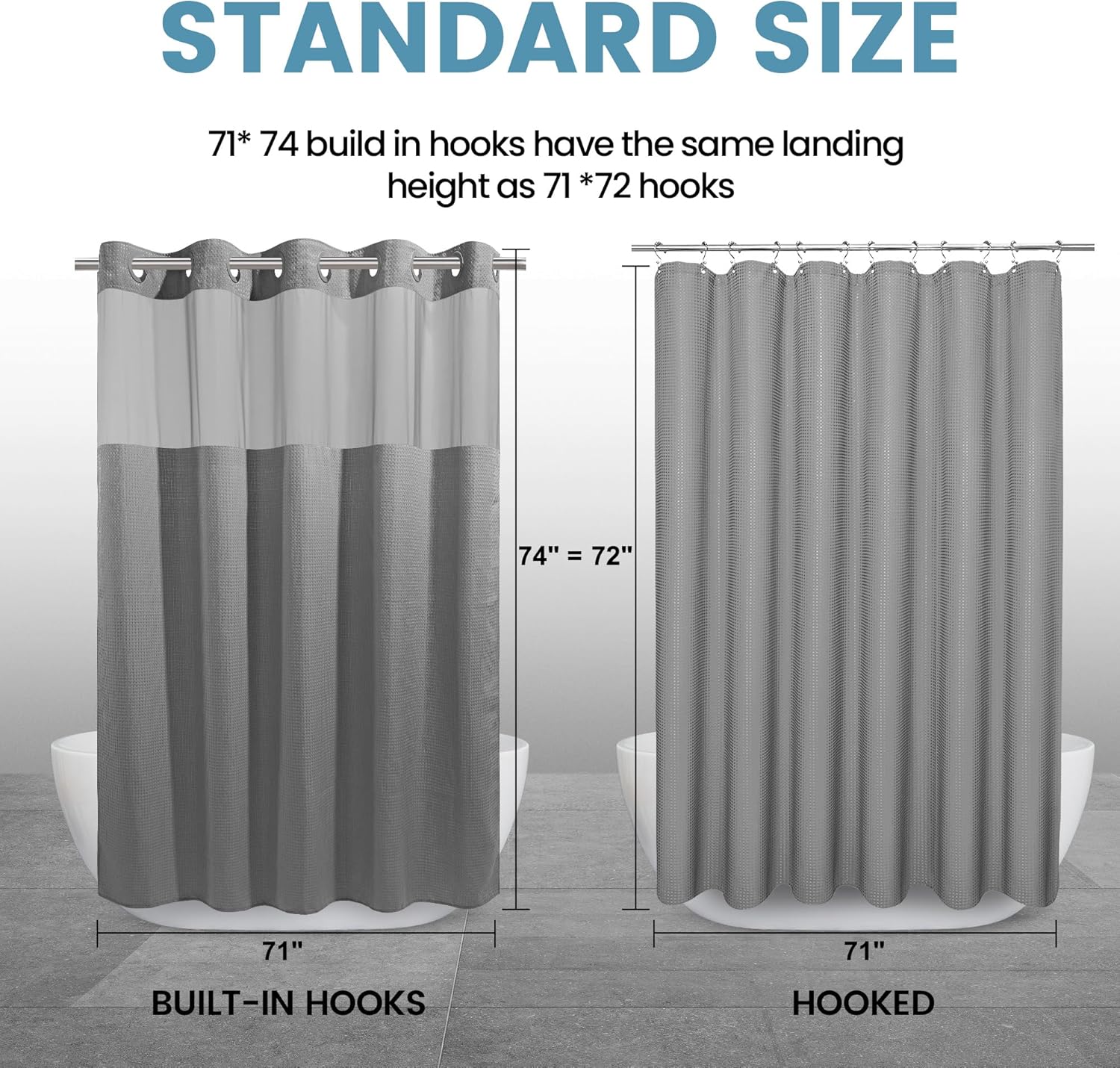 Grey Shower Curtain and Liner Set