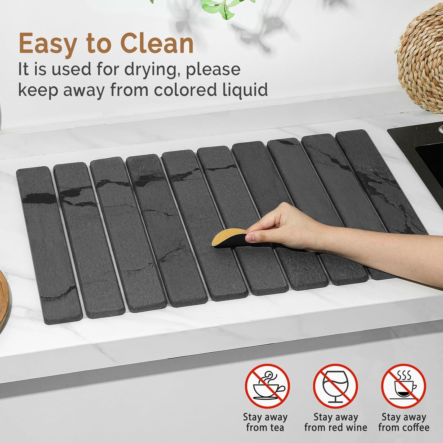 Large Stone Dish Drying Mat for Kitchen Counter