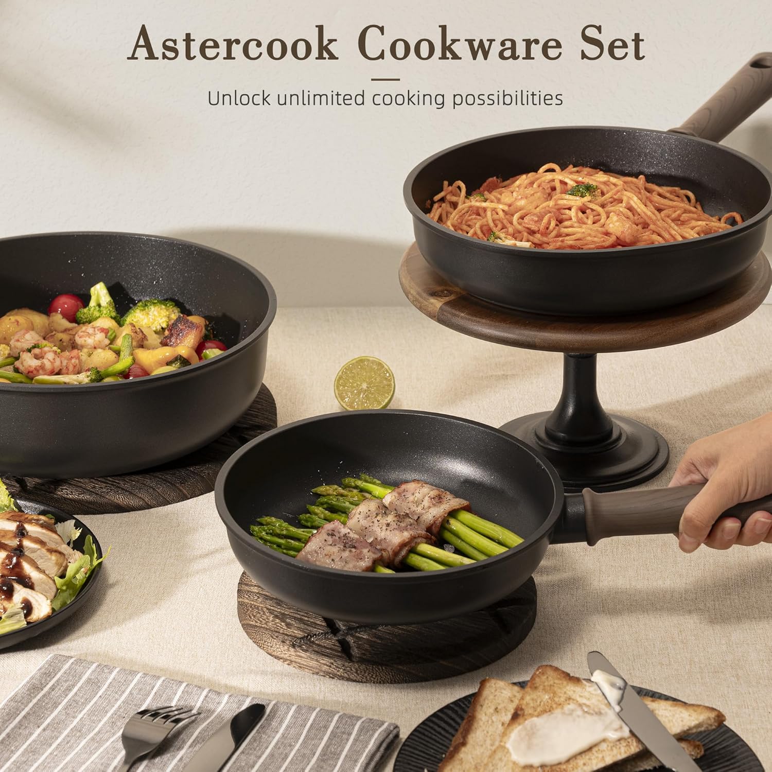19 Pcs Pots and Pans Set Non Stick